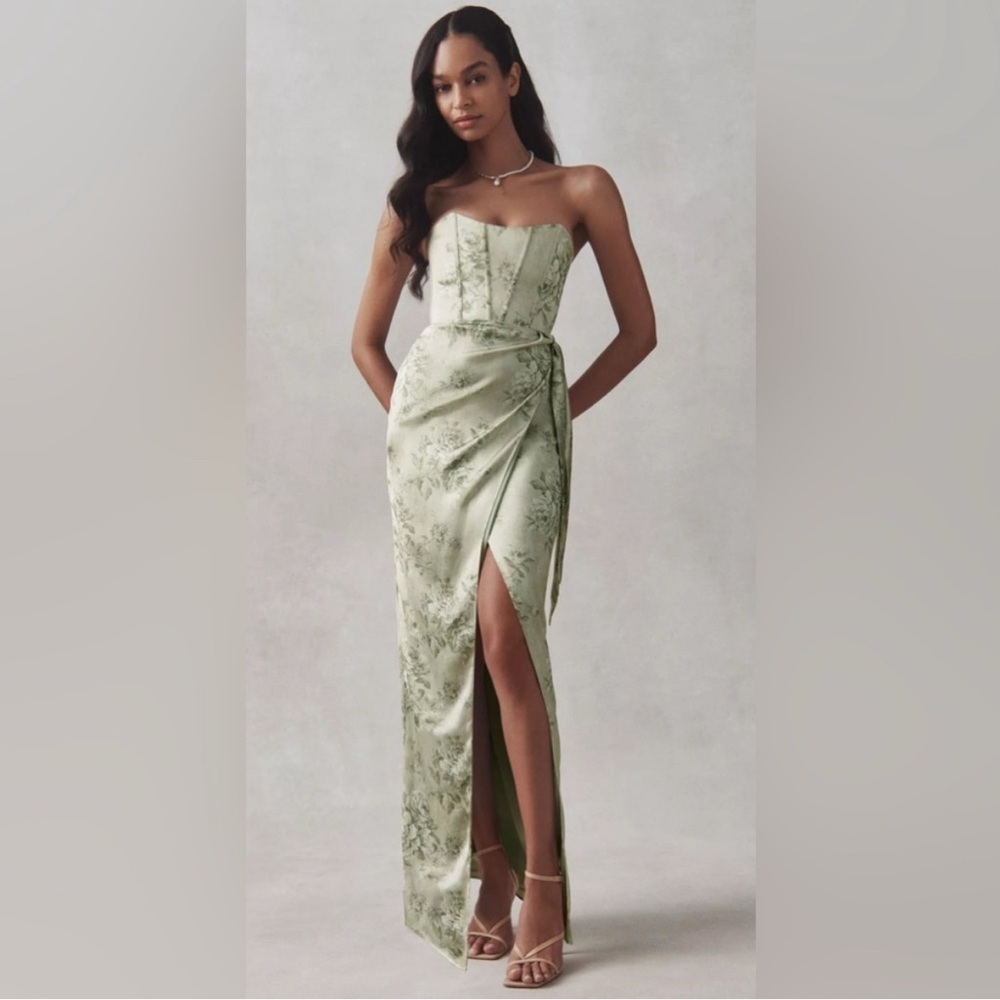 V. Chapman Green Floral Maxi Dress